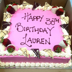 slab pink birthday cake