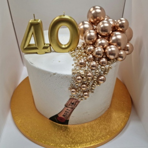 champagne inspired birthday cake