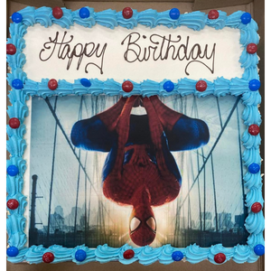 spiderman image slab cake