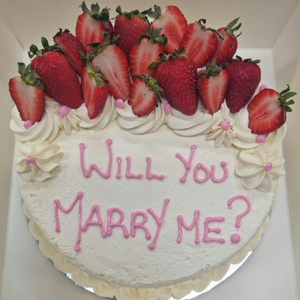 proposal cake with strawberries