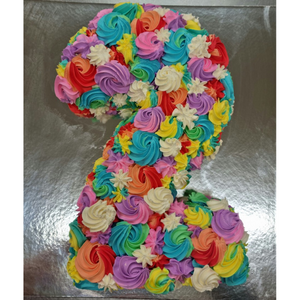 number 2 girls rainbow birthday cake