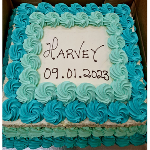 slab cake for baptism blue