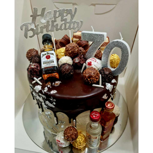 drip cake with alcohol 70th birthday