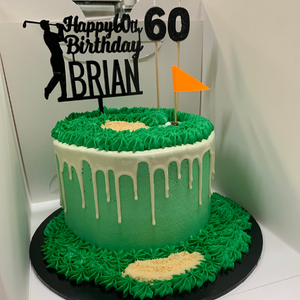 golf birthday cake with custom made topper
