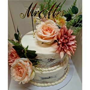 wedding cake naked with flowers