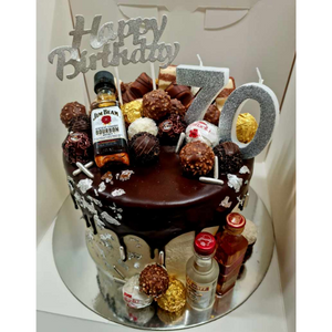 chocolate drip cake with alcohol