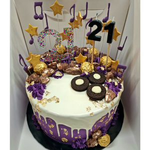 music inspired purple drip cake