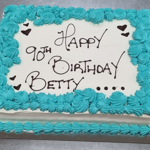 slab cake milestone birthday blue
