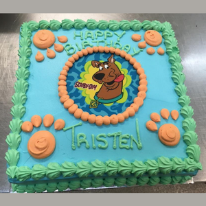 scooby doo slab sponge cake with image and decorations
